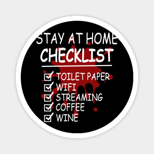 Stay At Home Checklist Toilet Paper Wifi Streaming Coffee Wine Magnet